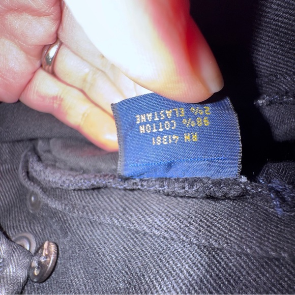 POLO RALPH LAUREN Black Wax Coated Moto Biker Jeans Side Laces SIZE 28 Low Rise - Picture 3 of 6